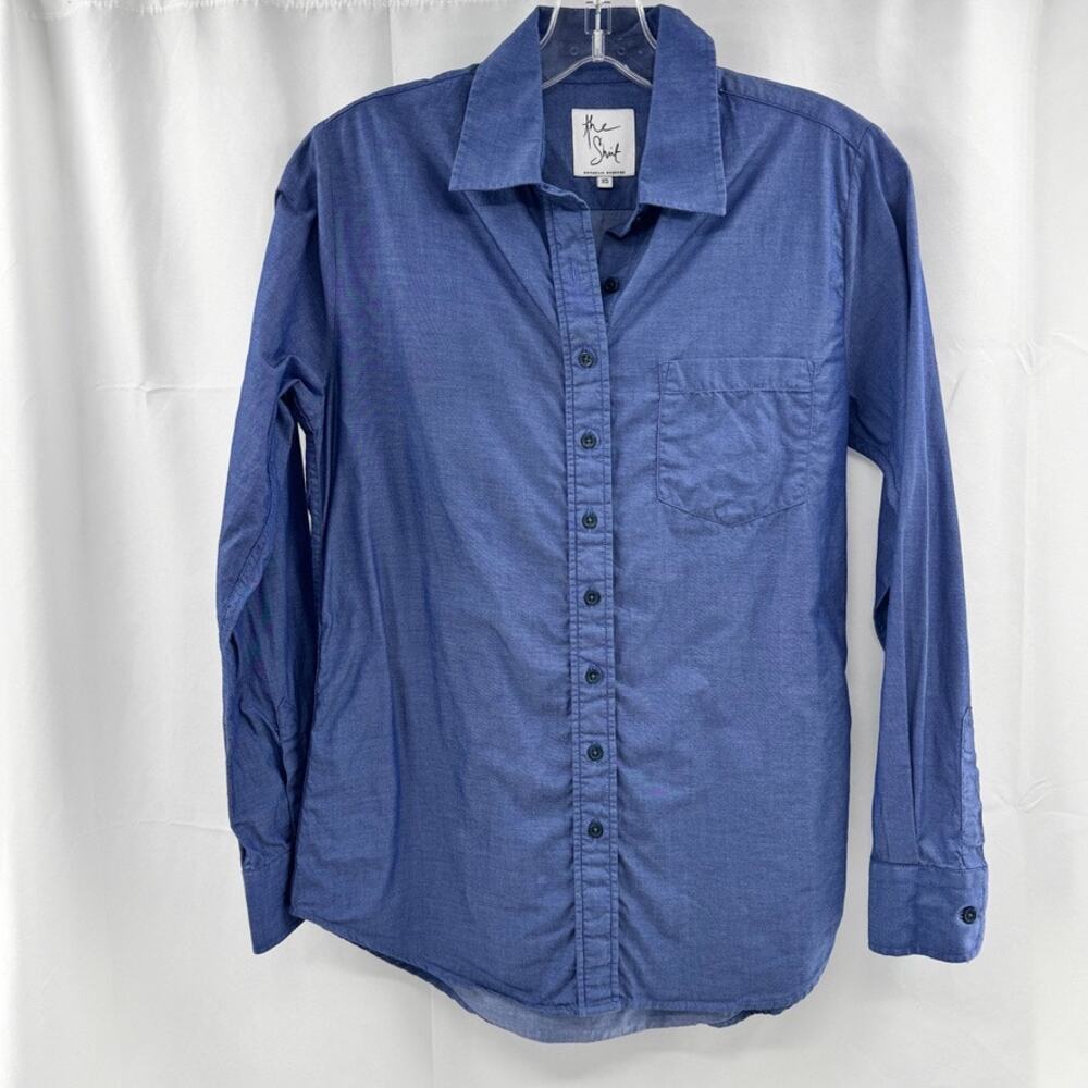 The Shirt Rochelle Behrens New Icon Button Front Top Chambray Blue Sz XS